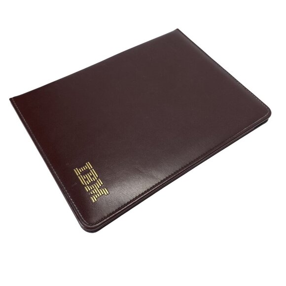 IBM Vintage Burgundy Leatherette Portfolio Padfolio With Pen Movie Prop - Picture 1 of 8